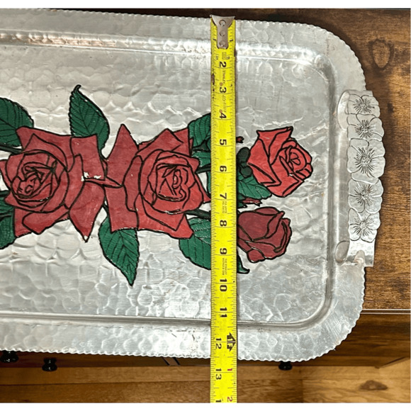 Vintage 1950s MCM Continental Silver Co 18.5” Wild Rose Serving Tray #1023 - Picture 10 of 11